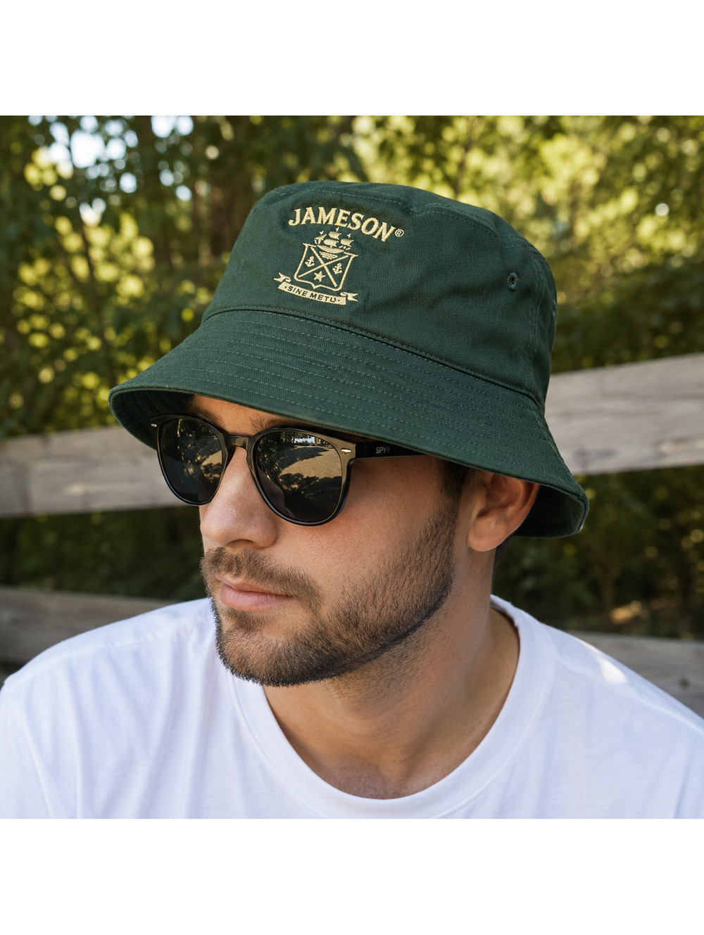 Jameson Irish Whiskey Embroidered Green Bucket Hat One Size 100% Cotton